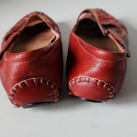 PIKOLINOS | Jerez Ballerina Flats Mary Jane Red Leather Laser Cut Sz 38 - Picture 4 of 5